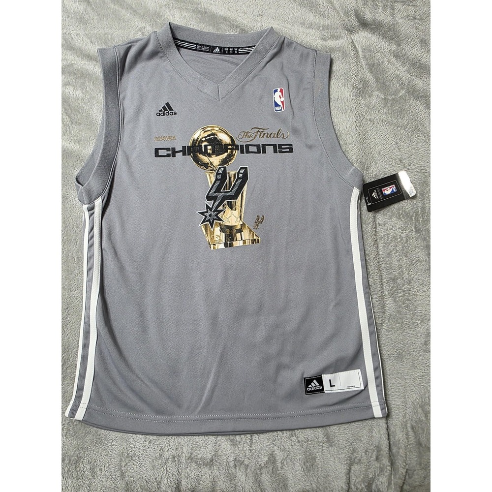 San Antonio Spurs Jersey Youth Large Gray Finals NBA Basketball Adidas‎ Parker 9